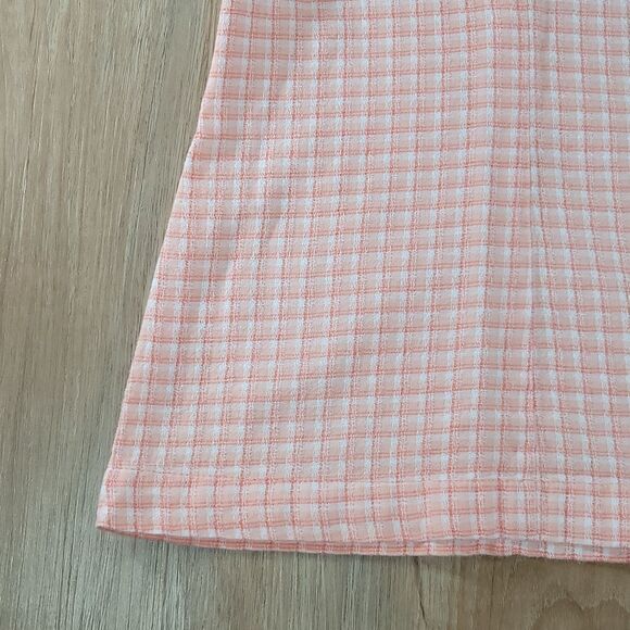 🔺️Columbia Peach Plaid Button Front Short Sleeve Shirt Medium - Picture 7 of 12